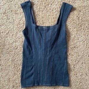 Hemp Nomad Corset Navy Square-Neck Tank Top - Women